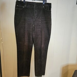 Jeanology Corduroy, Stretchy, Straight-Leg, Plus-Size 18, Dark Army Green